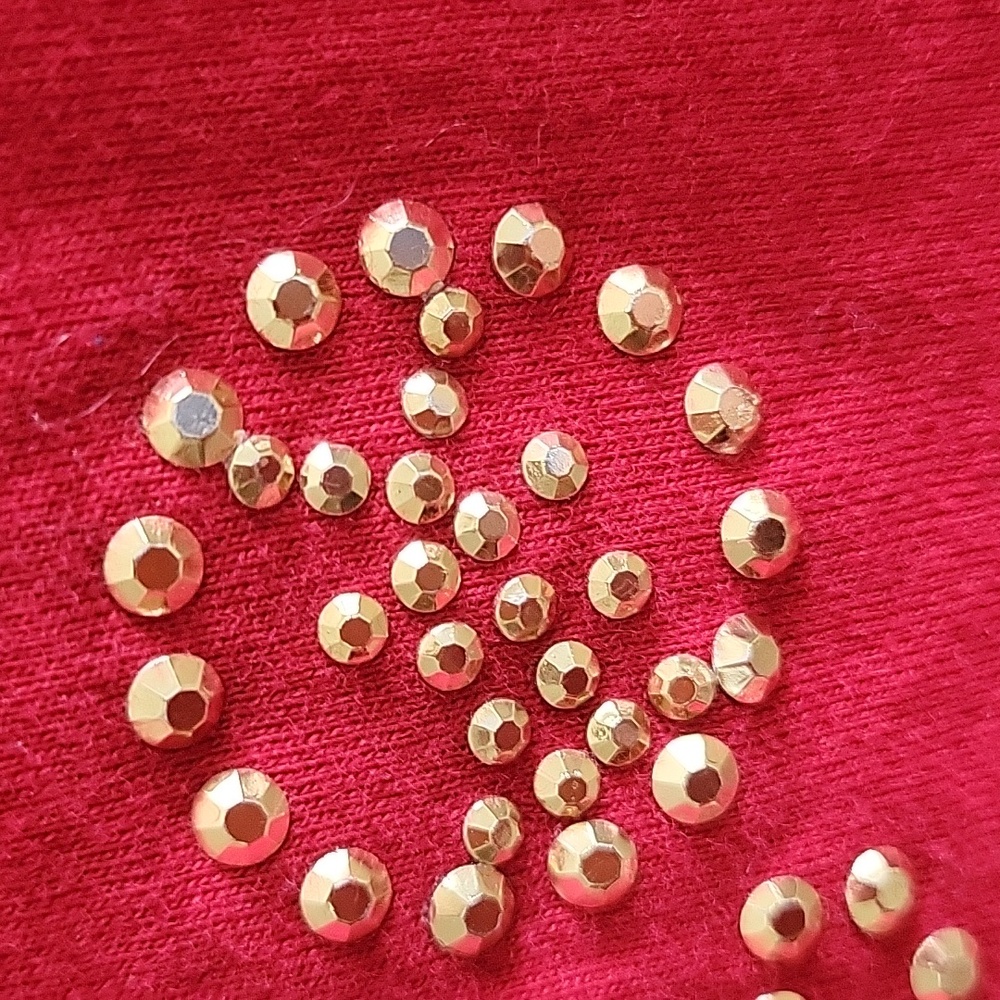 Michael Kors Red Long Sleeve Top, Gold Logo Studs, Round Neck, 100% Cotton LG - Picture 5 of 8